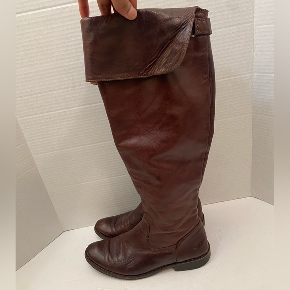 Frye Shirley Over-The-Knee Brown Leather Riding Boots Size 6 - Picture 6 of 12